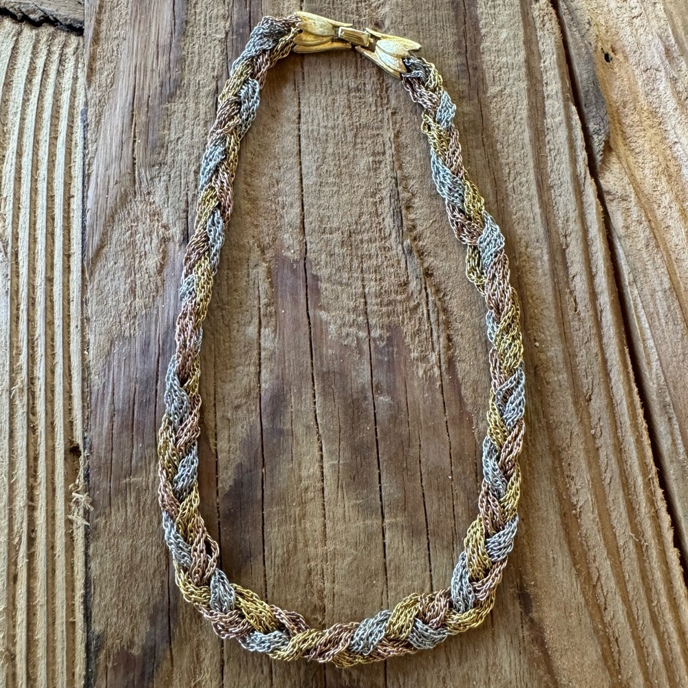 Vintage braided mixed metal necklace